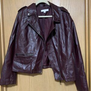Burgundy pleather New York & Co cropped jacket Size XL